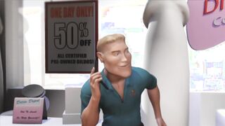 3DGSPOT - Hot Blonde Gets Her Throat Fucked By A Big Cock While Shopping A Dildo! 3D ANIMATION!