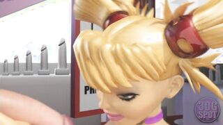 3DGSPOT - Blonde Teen Deepthroats And Gags A Huge Cock In A Dildo Shop! 3D ANIMATION!