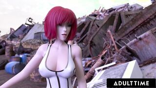 F U T A SENTAI SQUAD Futuristic Futanari Redhead Creampies Wild Girl Self Sucks With Big Facial