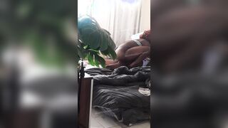 SNEAKY HOMEMADE SCENE(MAN MOANS LOUD SHAMELESSLY UNDER RIDING MOMENT WITH BIG ASSED BLACKMINAJ)
