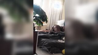 SNEAKY HOMEMADE SCENE(MAN MOANS LOUD SHAMELESSLY UNDER RIDING MOMENT WITH BIG ASSED BLACKMINAJ)