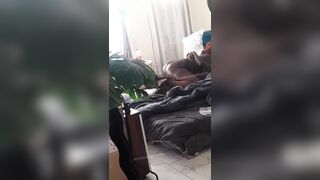 SNEAKY HOMEMADE SCENE(MAN MOANS LOUD SHAMELESSLY UNDER RIDING MOMENT WITH BIG ASSED BLACKMINAJ)