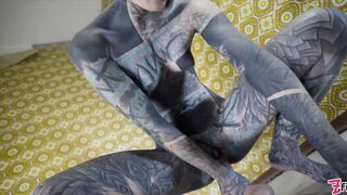 Alternative TATTOO Model Masturbating With Big Toy