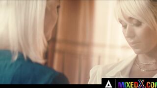 MIXEDX - Two Stunning Blonde Lesbians Eat Each Other's Pussies And Fuck Them With Toys - Zazie Skymm