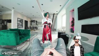 VR Conk: Busty Kiriko From Overwatch Video Game Fucks Anally With A Fan In Cosplay Parody pt.1