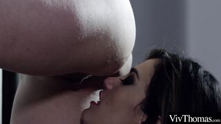 Sexy lesbian fuck each with a strap on