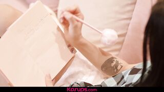 College girl Posy Girl gets so turned on while writing in her diary she strips and gets herself off