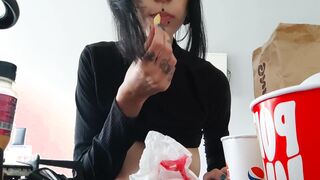 Eating a delicious burger