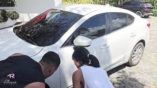 Colombian has sex in a public car wash with a guy with a big cock - Athenea Rose & Max Betancur