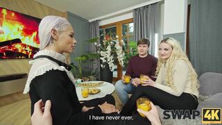 SWAP4K. Kinky threesome with sexy blonde sluts Veronica Leal and Daruma Rai