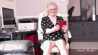 Aunt Judy's - Horny Hairy GILF Mrs. Claire Has Phone Sex at the Office