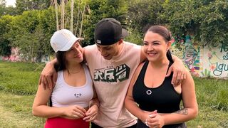 Stranger offers money to girlfriends in a public park to fuck their tight pussies