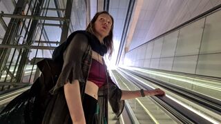 First-time voyeur plays with her pussy in an Amsterdam Metro Station