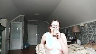 mommy drinking her morning coffee with milk