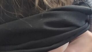Teacher flashes and rubs nipple in the classroom