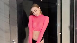 Transparent Pink Crop Top Dry vs Wet