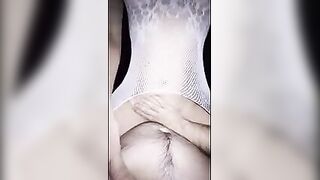 Asian rides and cums on a big dick