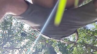 Outdoor facefuck and creampie for busty cyclist