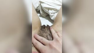 POV Look how hairy my pussy, full bush. Lick my pussy, please!