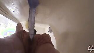 MILF loosens up with an 8" dildo in the shower