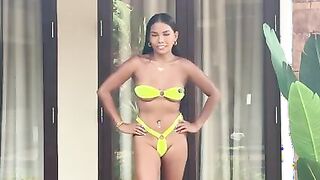 Flouro Yellow Ultra Micro Bikini Try On