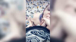 Hot summer cold ice blowjob public park play