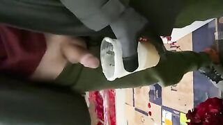 At work pissed in female boss coffee cup in the back of the truck watched her drink it sweat pants