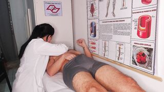 Erection in front of the nurse