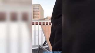 Skinny Ebony Alt Girl masturbates her creamy pussy on the rooftop and eats her own cum