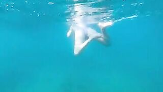 Spreading legs, sexy ass, underwater flower dress