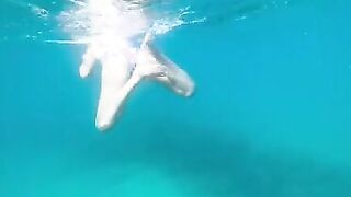 Spreading legs, sexy ass, underwater flower dress