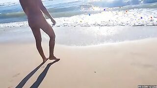 Public Beach Nudity - Hot girl walking naked and masturbating - Moaning and cumming