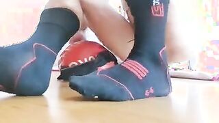 Hot Guy in black socks humping Gym Power Bag cumming hard - asshole pulsating - Hotsportfitboy