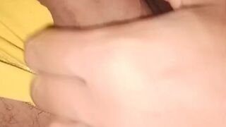 Flashing with yellow shorts