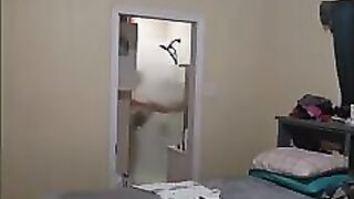 Voyeur Pawg showers, shaves and fucks herself before getting ready