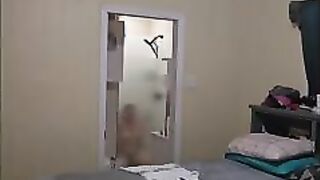 Voyeur Pawg showers, shaves and fucks herself before getting ready