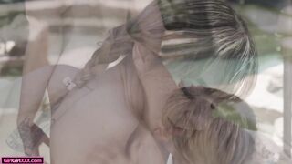 GirlGirlXXX - Lesbian Stepsisters Have Pussy Fun In The Sun (Demi Hawks & Melody Marks)