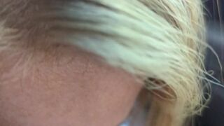 Blonde gives blowjob to stranger in a public park amateur