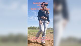 Cowgirl Fucks Roping Steer Horn in asshole, Strips down nude on, uses Huge New Toy to stretch ass!