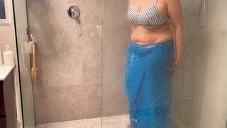 Beautiful Indian Couple - Hot Desi Wife in Saree Making Love in Shower - Saree Sex in Bathroom