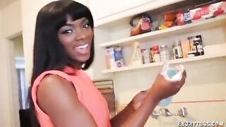 Ebony Hottie Strokes A White Dick