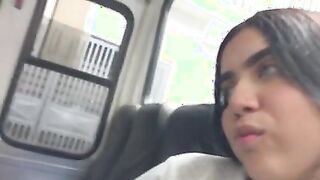 She sucks my dick on the public bus and then we end up fucking in a hotel.