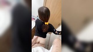 Slim Thick Brunette takes Dick in the Bathroom