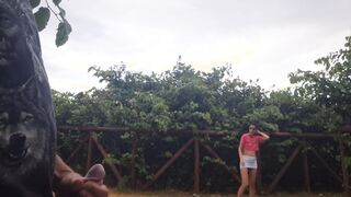 Risky handjob in public and woman caught me masturbating!