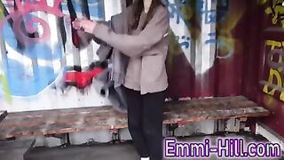 18 year old German teenager shows her PUSSY an Tits in public!