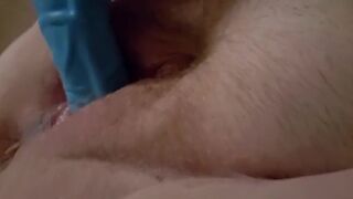 BBW pisses on dildo in her pussy