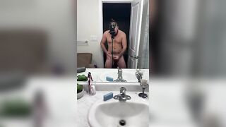 Mirror jerk off with cum
