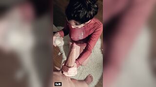 Real Amateur College Girl SLOPPY Gagging Throat Fuck