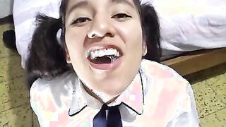 POV A CUMSLUT STUDENT, ROUGHT SLOPPY BLOWJOB AND PLAYING WITH CUM