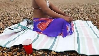 EXHIBITIONIST WIFE NAKED at a PUBLIC BEACH